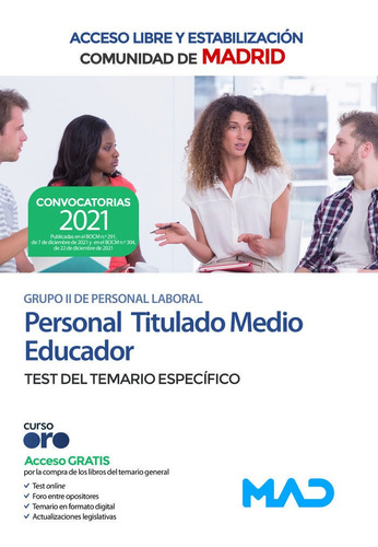 Personal Titulado Medio Educador Grupo Ii De La Comunidad De, De Clavijo Gamero, Rocio. Editorial Mad, Tapa Blanda En Español