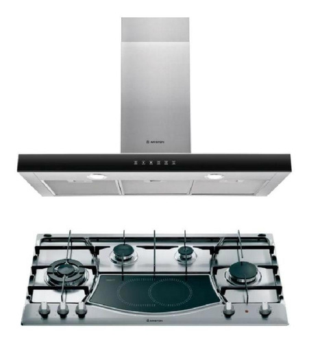 Imagen 1 de 1 de Anafe Mixto 90 Cm Y Campana Ariston F095054+f068806
