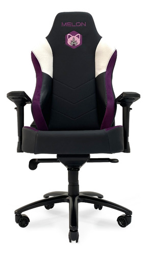 Silla de escritorio Melon Miki flag gamer ergonómica  negra y violeta y blanco con tapizado de tela y cuero sintético