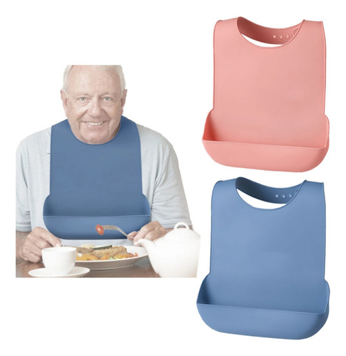 Babero De Silicona Impermeable De 2 Piezas Para Adultos Y Pe