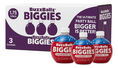 Cócteles Buzzballz Biggies Strawberry 3 Unidades De 1750 Ml
