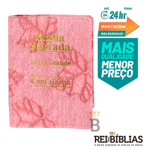 Biblia Letra Grande Com Harpa Folha Rosa, De João Ferreira De Almeida. Editora Cpp, Capa Mole Em Português, 2021