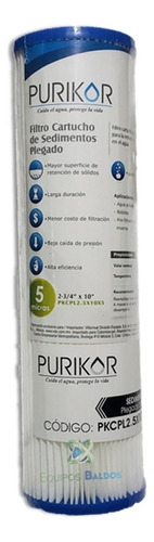 Filtro Sedimentos Cartucho Plisado 2.5x10 5 Micras Purikor