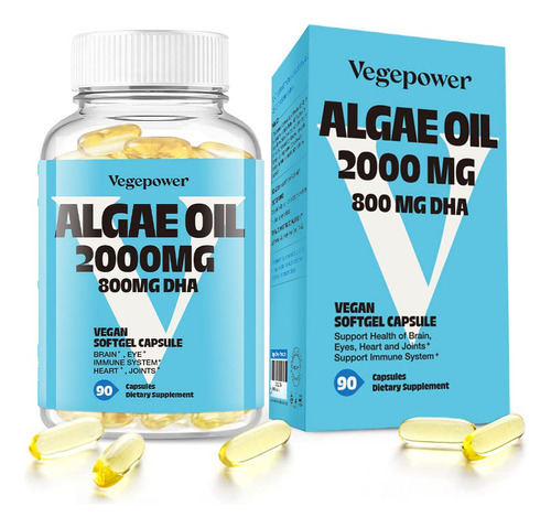 Aceite De Algas Vegano Omega-3 Dha  2000 Mg De Aceite De Al