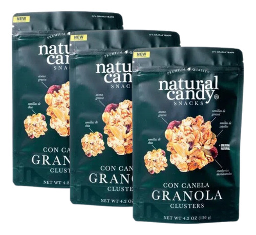 Granola Clusters Con Canela Natural Candy 100gr X3