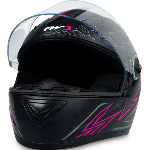 Capacete Com Narigueira Moto Gt2 Preto Rosa Resistente 58