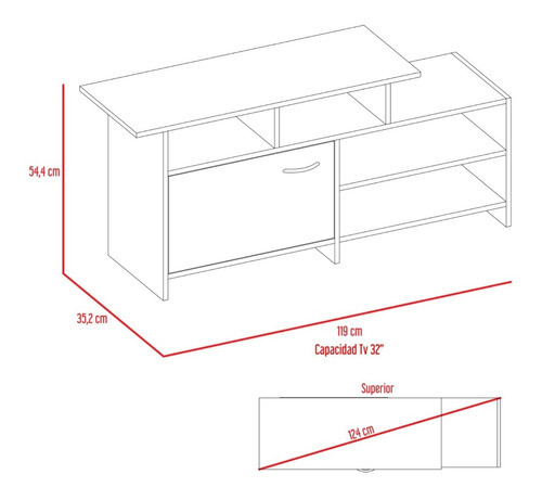 Mesa Para Tv Liena, Para Televisor de 40", Color Beige