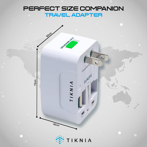 Adaptador De Viaje Tiknia Worldwide Todo En Uno Universal