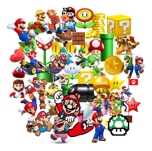 Super Mario Set 50 Sticker / Pegatinas Personajes