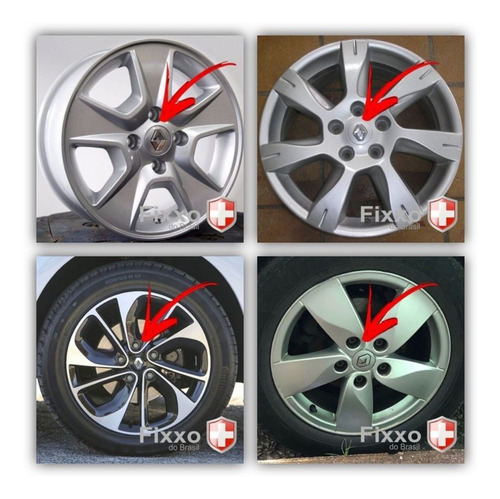 Imagem 7 de 7 de 4 Calotinha Centro De Roda Renault Duster Clio Sandero Prata