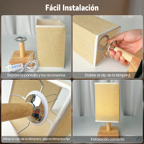 Lámpara De Buró noche Lino Y Madera Estilo Minimalista 3 Colores lamparas led mesa escritorio mesa de madera Interior Estudio Dormitorio Sala de estar