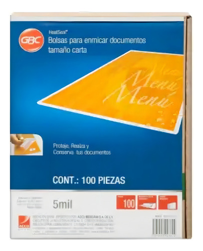 Micas Gbc Para Enmicar Carta 5 Mil 100 Piezas Semi Rígida