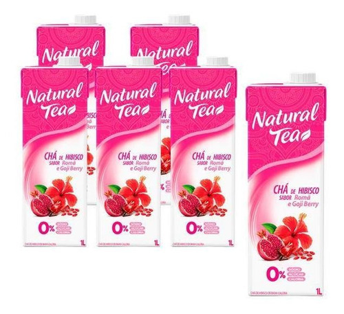 Kit Com 6 Chá Natural Tea Com Hibisco Roma E Goji Berry 1l