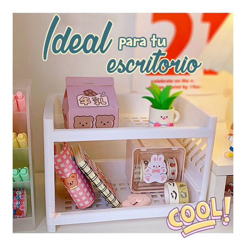 Imagen 4 de 7 de Estante Plastico Organizador 2 Niveles Baño Escritorio Mx-89