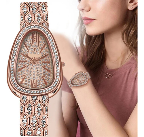 Rose Gold - Creative Snake Design Womens Quartz Wristwatch