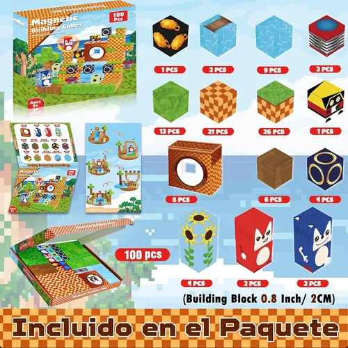 100 Bloques Construccions Magnéticos Juguetes Niños Regalos | MercadoLibre