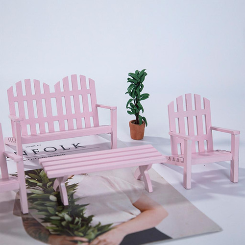Exquisito 1:12 Casa De Muñecas Asiento Doble Rosa