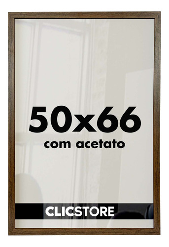 Moldura 50x66 Quadro Acetato Poster Foto Parede Sala Quarto Cor Tabaco Liso