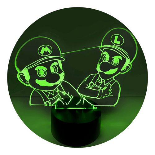 Lámpara 3d Mario Y Luigi App Base Negra