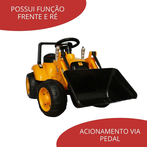 Mini Trator Escavadeira Elétrico 12v Importway Amarelo