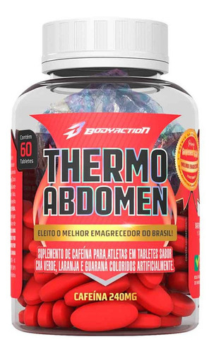 Suplemento de cafeína Bodyaction Thermo Abdomen 240 mg en un frasco de 60 tabletas