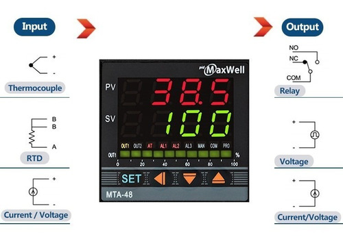 Control De Temperatura Maxwell Mta-48 Salida 4-20ma 1/16 Din