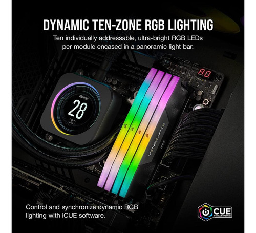Memoria Rgb Corsair Vengeance de 32 GB (2 x 16 GB), DDR5, 6000 MHz