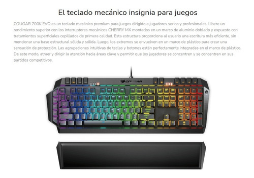 Imagen 9 de 10 de Teclado Mecánico Gamer Cougar 700k Evo Cherry Mx Rgb