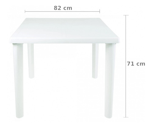 Imagem 7 de 10 de Kit Mesa Plastica Quadrada Desmontável + 4 Banquetas Branca