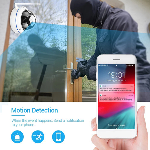 Câmera Icsee Onvif 5mp Wifi, Filmadora Sem Fio