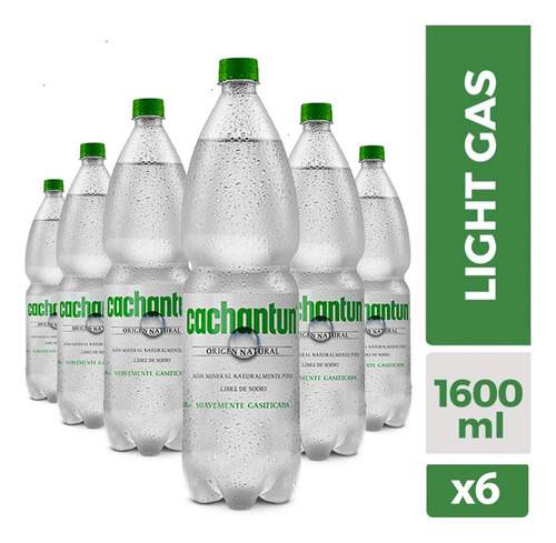 Pack 6 Agua Mineral Cachantun Light Gas 1600cc