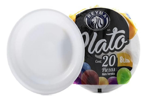 Platos Desechables Reyma #8 Pack 20 Pz Práctico Y Eficiente Blanco