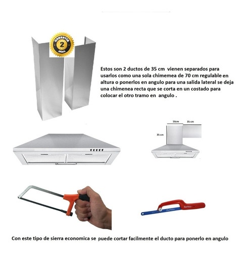 Campana De Cocina Con Salida Lateral Acero Inoxidable Gtia