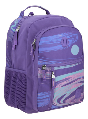 Mochila Grande Chenson 1818 Delic Para Mujer Con Porta Laptop Violeta Multiples Bolsillos Diseño De La Tela Lisa