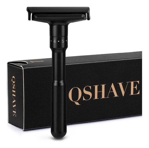 Barbeador Safety Razor Qshave Ajustável Merkur Preto+lâminas