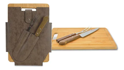 Set Parrilla Tabla Pincho Y Cuchilla Con Estuche Lincolns