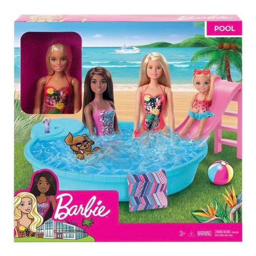 Muñeca Barbie Rubia Con Piscina Y Accesorios 30 Cm Original