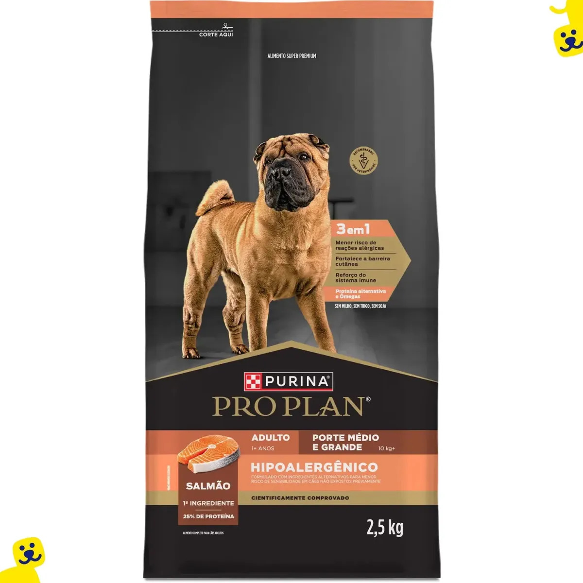 Ração Seca Cães Adultos Hipoalergênico Médio Grande 2,5kg