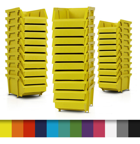 Kit 30 Bin Organizador Gaveteiro Caixa Número 3 Encaixáveis Cor Amarelo