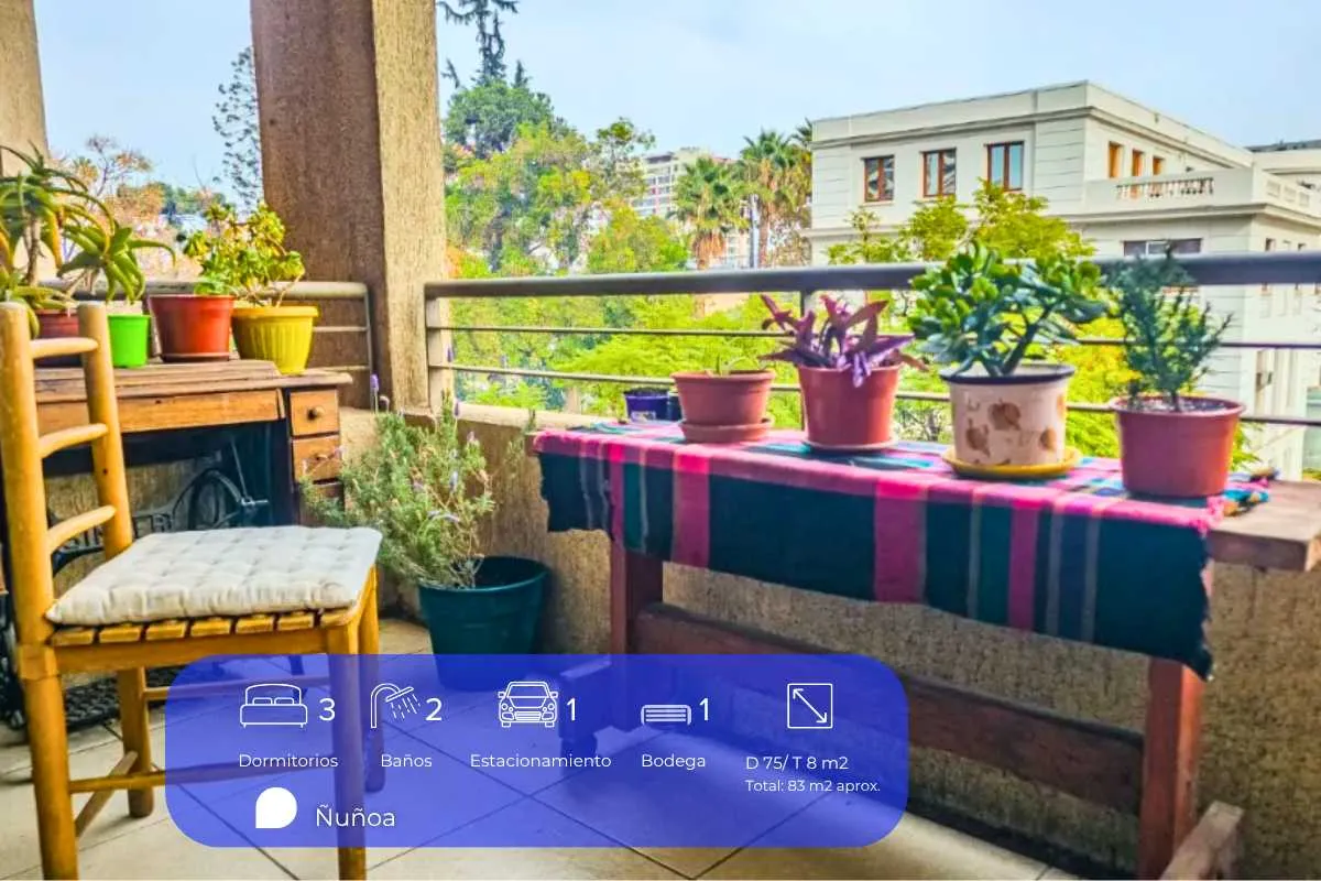 Imagen 5 de 14 de Ñuñoa Plaza |3 Dorm |2 Baños | 1est | 1bod. (177029)