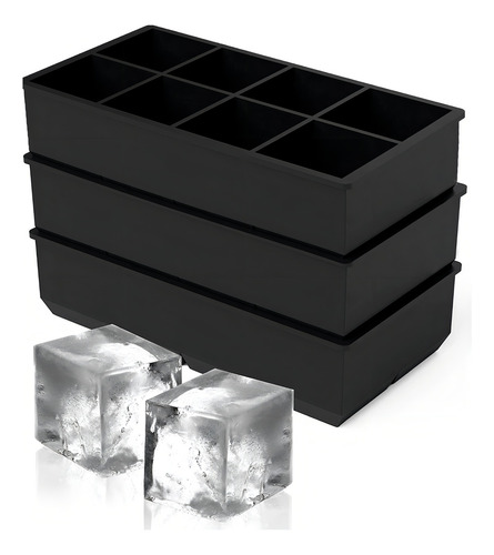 U Chef De 3 Moldes De Silicona Para Cubitos De Hielo Color Negro
