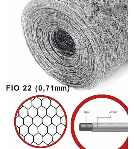 Imagem 2 de 6 de Tela Galinheiro Galvanizada 1,80x50mt Fio 22 Casa Chiariello