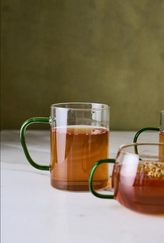 Taza Mug Con Asa Vidrio Brosilicato 300 Ml Gris Oscuro