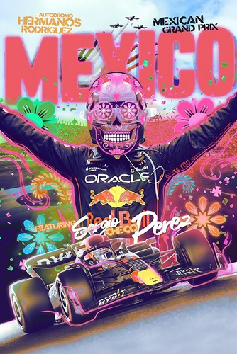 Poster Checo Pérez Redbull F1 Gran Premio Ciudad De México