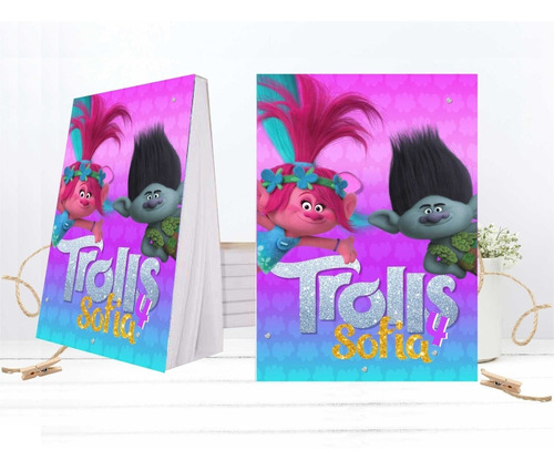 15 Anotadores Souvenir Trolls 10x15 Full Color 50 Hojas