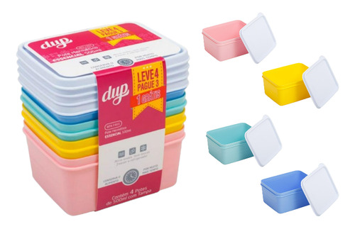 Kit 8 Potes Herméticos Dup Essencial 500ml Plástico Bpa Free