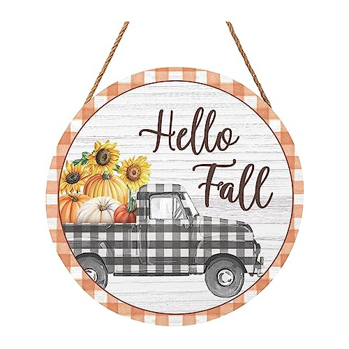 Señal De  Hello Fall  Casa 12 X12  Señal Colgante De ...