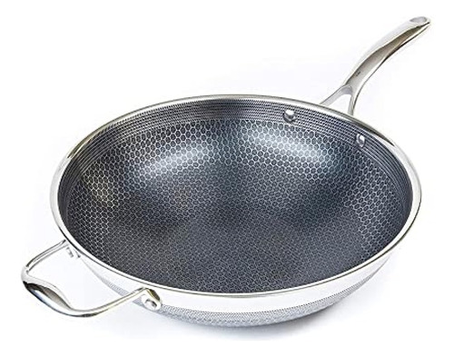 Hexclad Sartén Wok Híbrida De Acero Inoxidable De 12 Pulgada