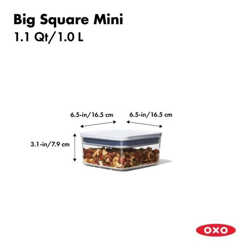 Imagen 3 de 6 de Contenedor Pop Cuadrado 1,0lts - Oxo