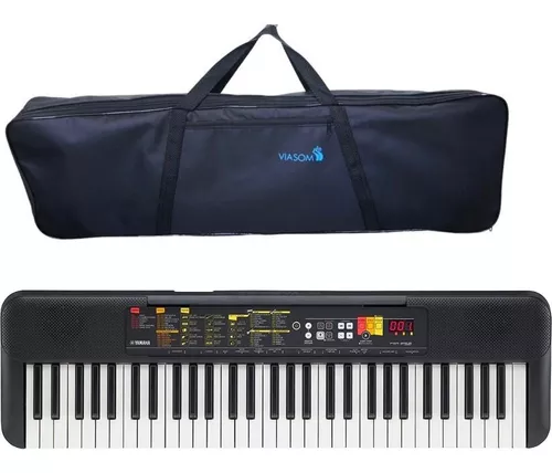 Teclado Musical Yamaha 61 Teclas Preto PSR F52 Suporte Capa - O